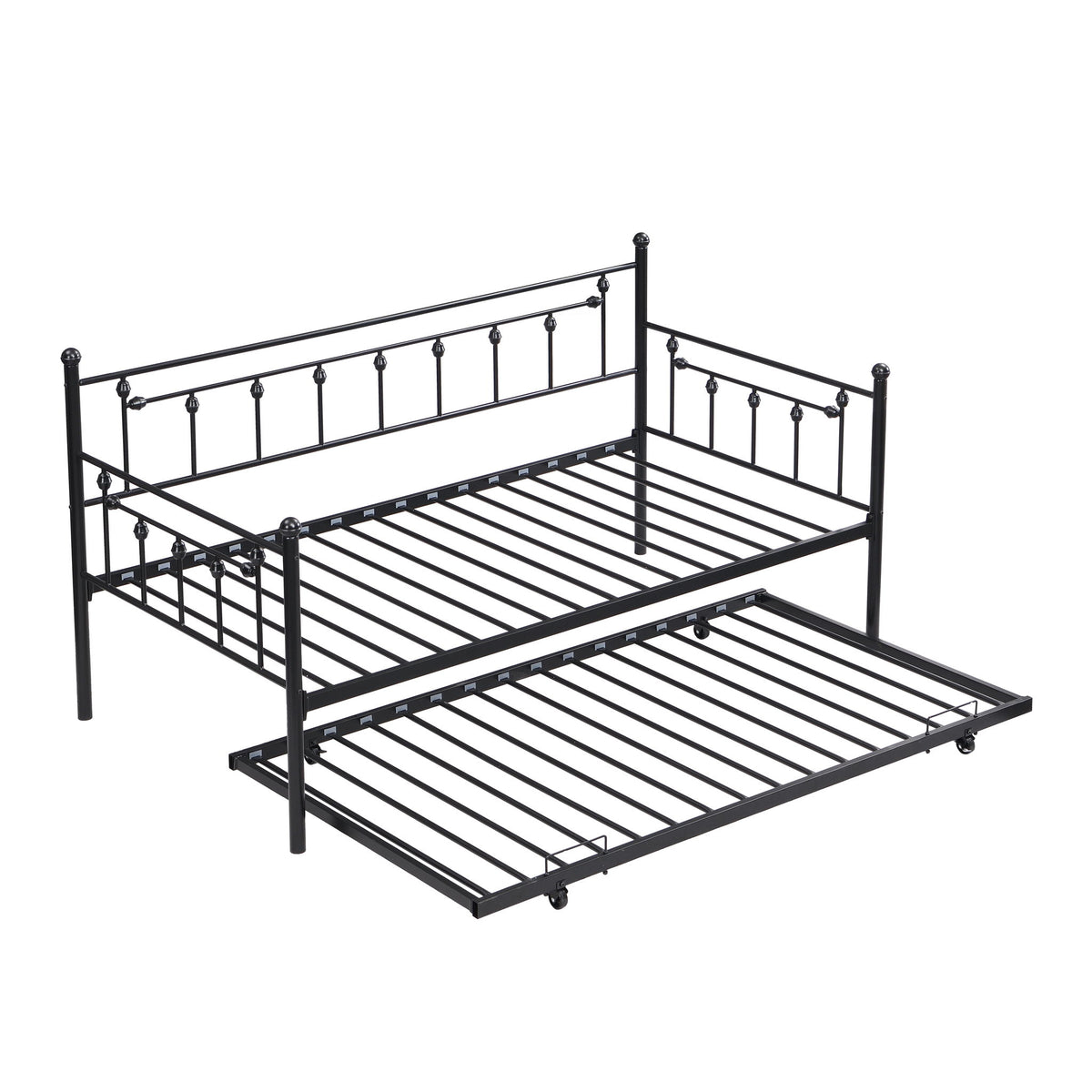 Cama nido doble con cama extraíble - Negra