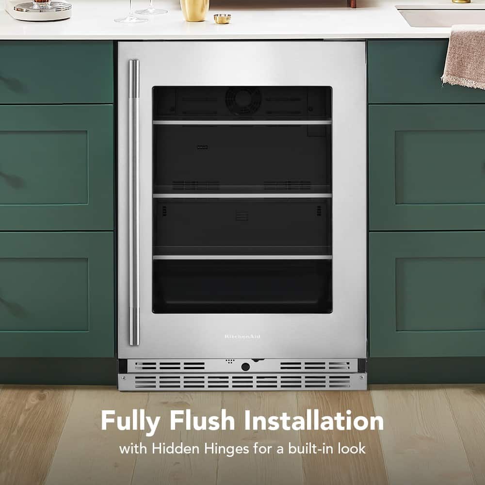 KitchenAid - 5.2 Cu. Ft. Undercounter Refrigerator with Glass Door and Shelves with Metallic Accents - PrintShield Stainless Finish