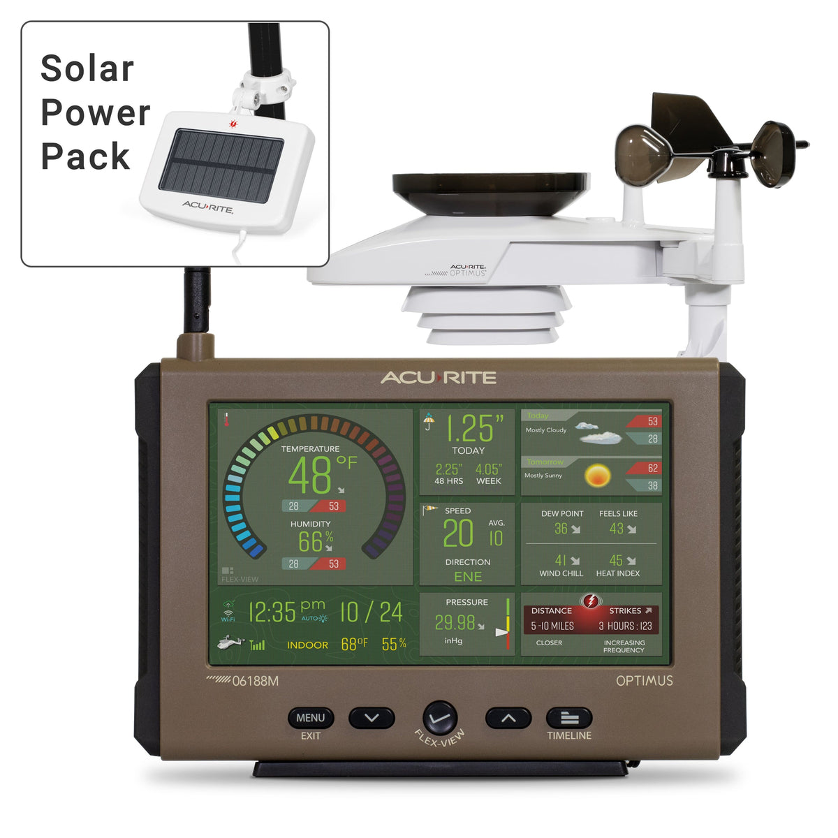 AcuRite - Optimus WiFi Weather Station with HD Digital Display, Solar Powered Sensor & Mobile App for Remote Monitoring - Gray