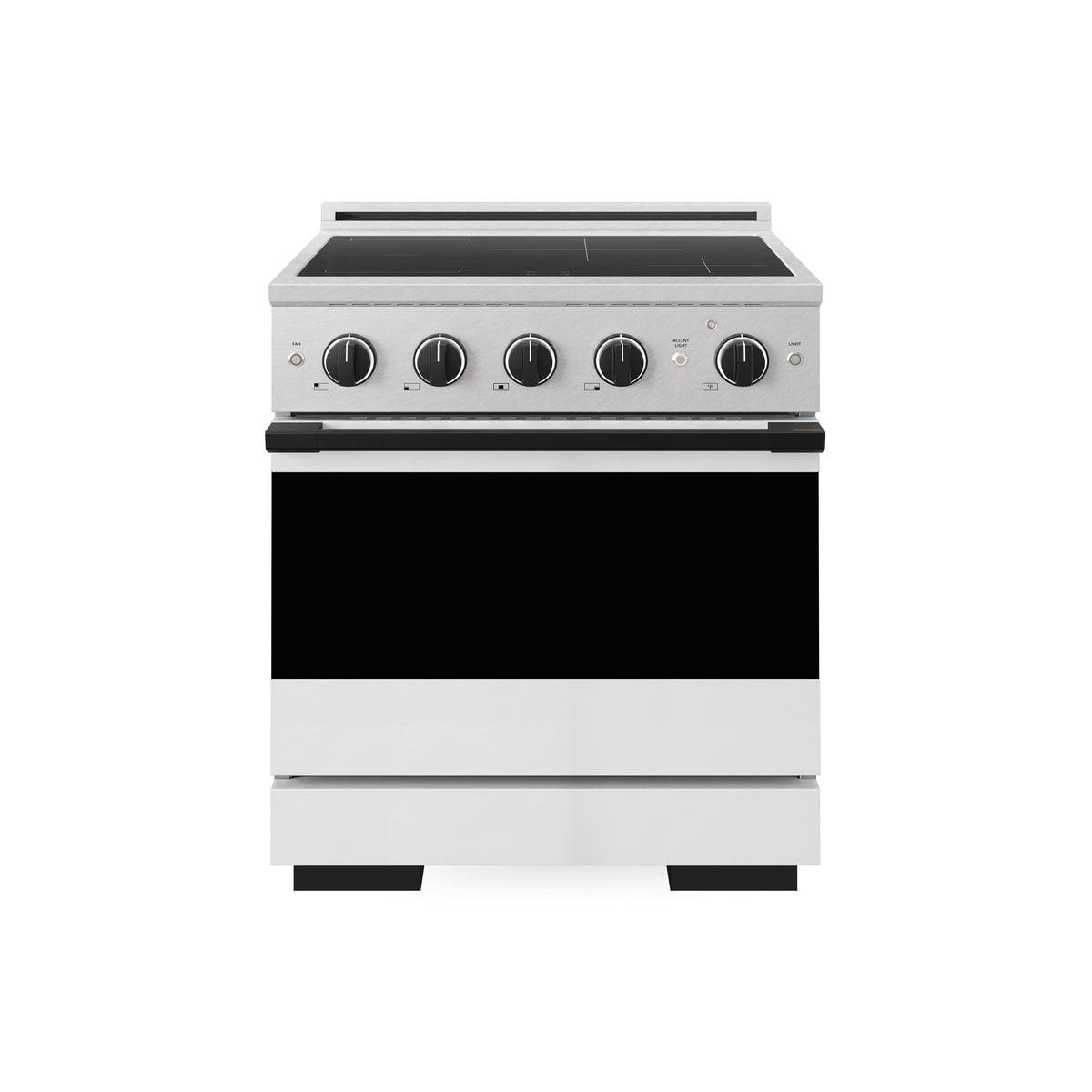 ZLINE - Autograph 30 in. 4.2 cu. ft. Marino Freestanding Induction Range in Satin Steel with Black Accents & White Door - White Matte