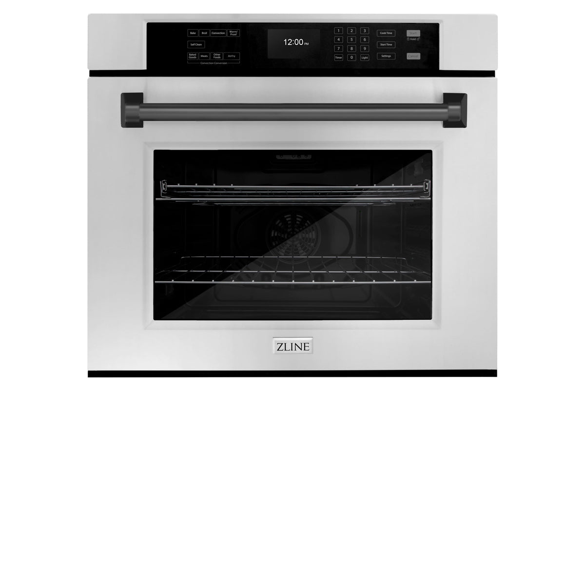 ZLINE - 30 in. Autograph Wall Oven w/ Air Fry and Self Clean w/ Matte Black Handle - Stainless Steel