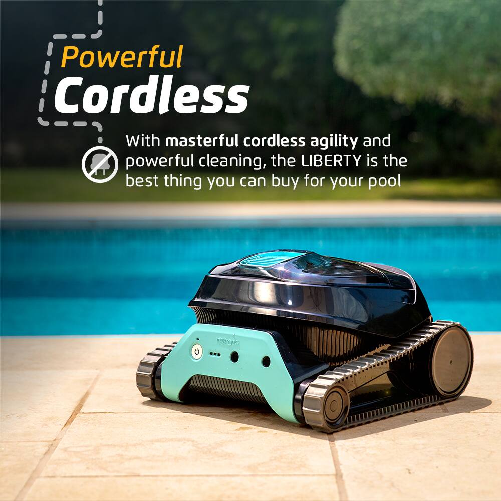 Dolphin - Liberty 200 Cordless Robotic Pool Vacuum Cleaner, Magnetic Charging, Wall Climbing, Ideal for Pools up to 33 FT