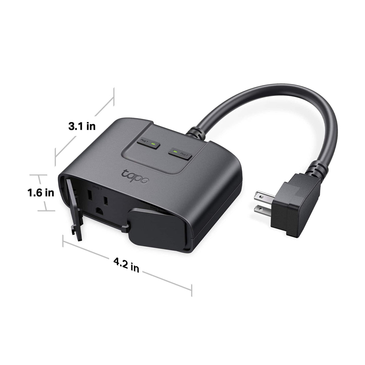 TP-Link - Tapo Smart Wi-Fi Outdoor Dual Plug - Control & Schedule Holiday Decorations & Outdoor Lights - Black