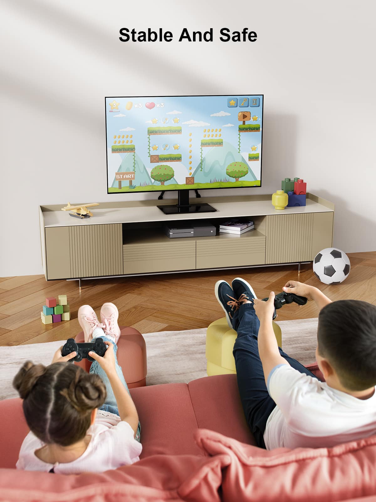 ErgoAV - Tabletop TV Stand+Swivel for 19 -43" TV - Black