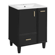 Bathroom Vanity With Sink, Deep Drawer, Door Shelf, 2 Tier Basket