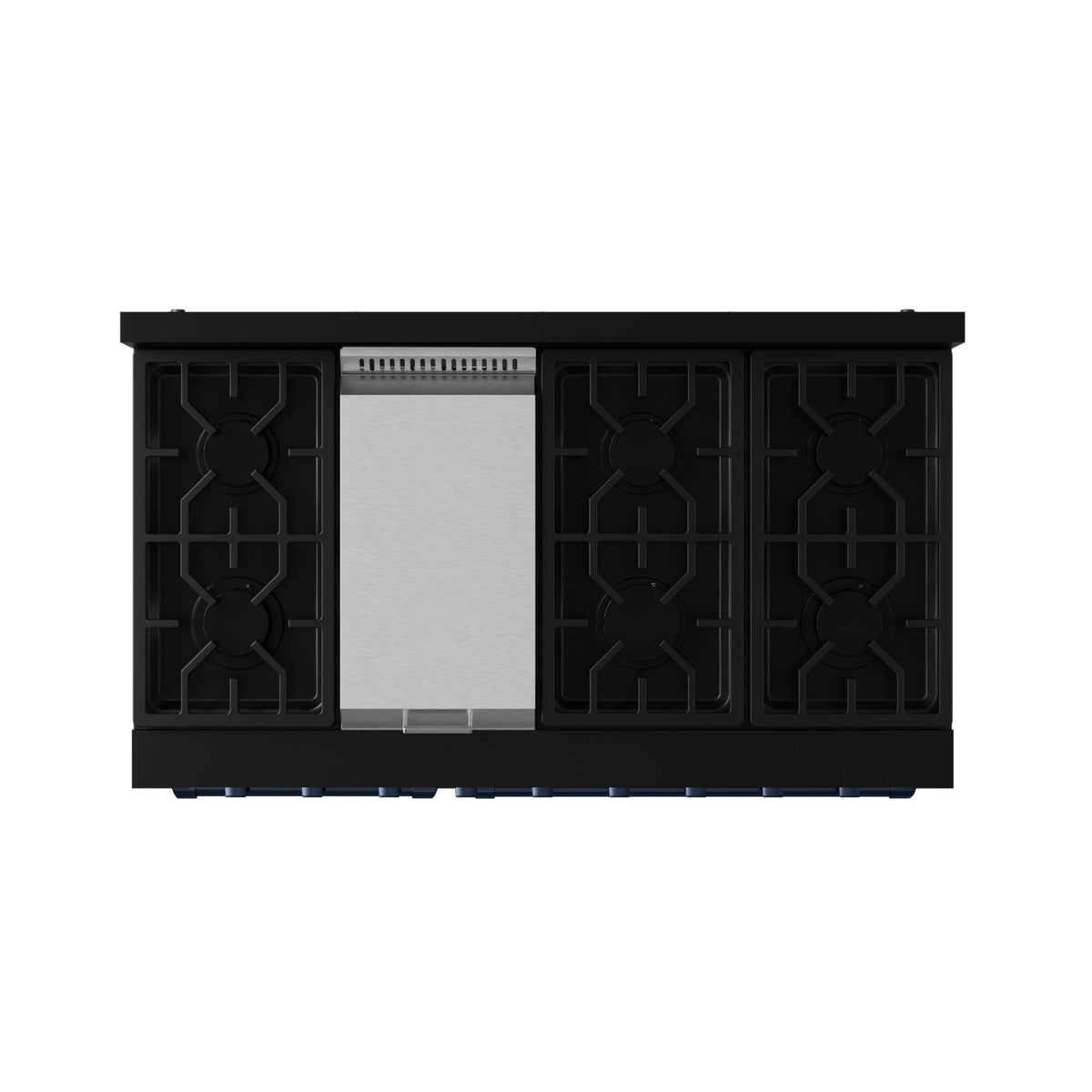 48 in. Wide 7 Burner Gordon Ramsay Series by Thor Kitchen 6.8 Cu. Ft Freestanding Gas Range with Navy Blue Hardware - Black