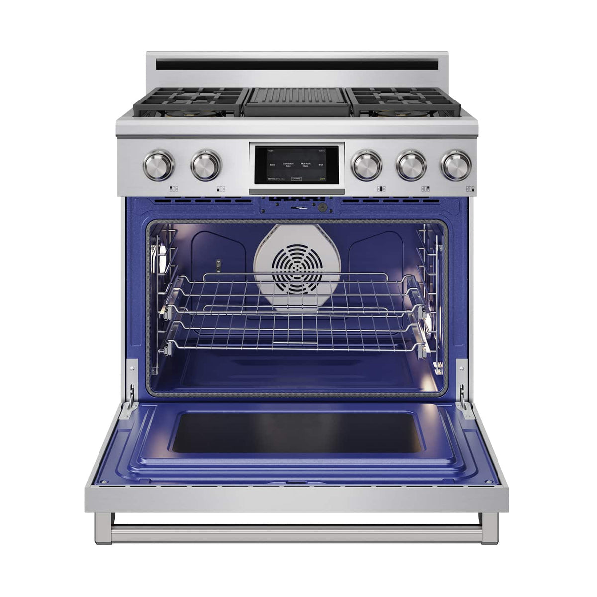 Thor Kitchen - 36 in. Wide 5 Burner 6.0 Cu Ft. Freestanding Dual Fuel Gas Range - Stainless Steel
