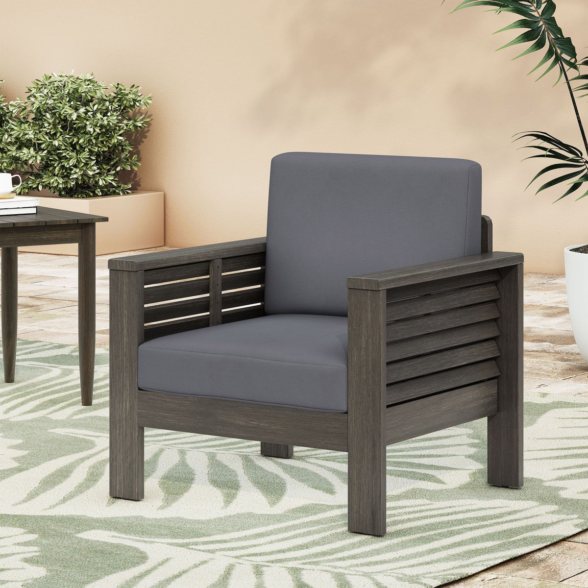 Slat Design Club Chairs With Cushions