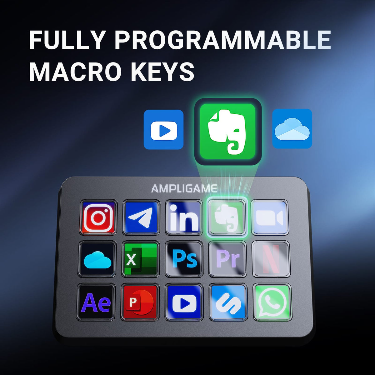 FIFINE - Stream Controller with 15 Customizable Macro Keys, Trigger Actions for OBS/Twitch/YouTube, PC & Mac - Black
