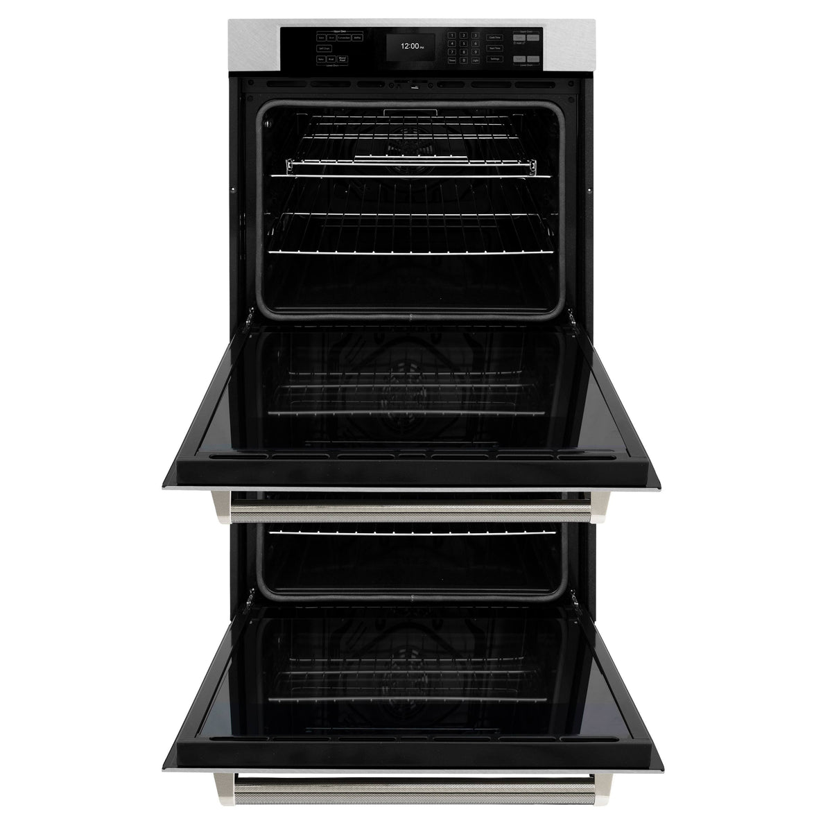ZLINE - Autograph 30 in. True Convection Double Wall Oven in Satin Steel with Nickel Helix Handles (WADSZ-30-KPN) - Satin Stainless Steel