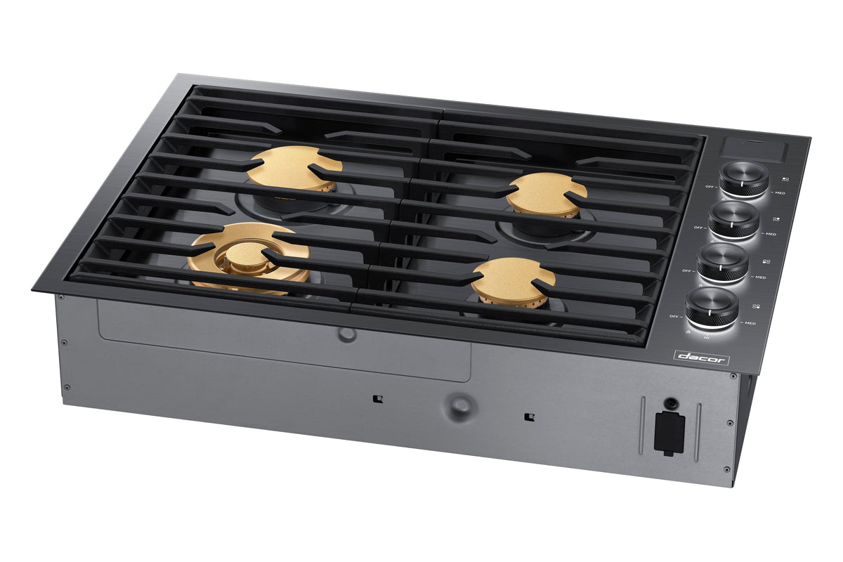 Dacor - 30 in. Wide 4 Burner Contemporary Built-In Gas Cooktop  with SimmerSear, Liquid Propane Convertible - Graphite Stainless Steel