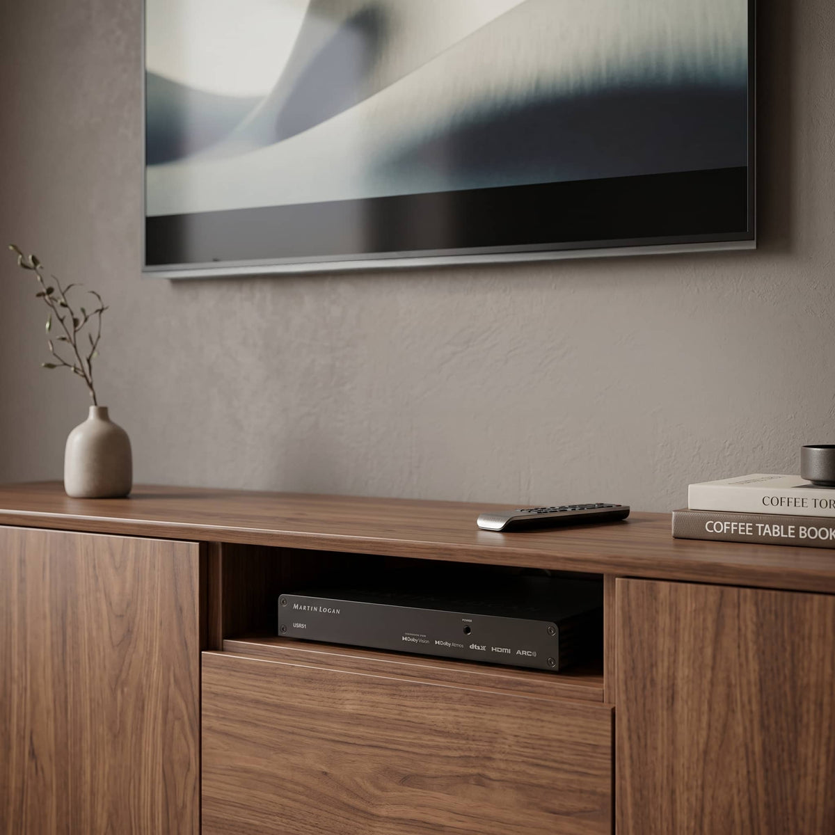 MartinLogan - USR51 Ultra-Slim 5.1 Wall-Mountable A/V Receiver, 50W Per Channel with eARC, Anthem Room Correction, Built-In Streaming - Black