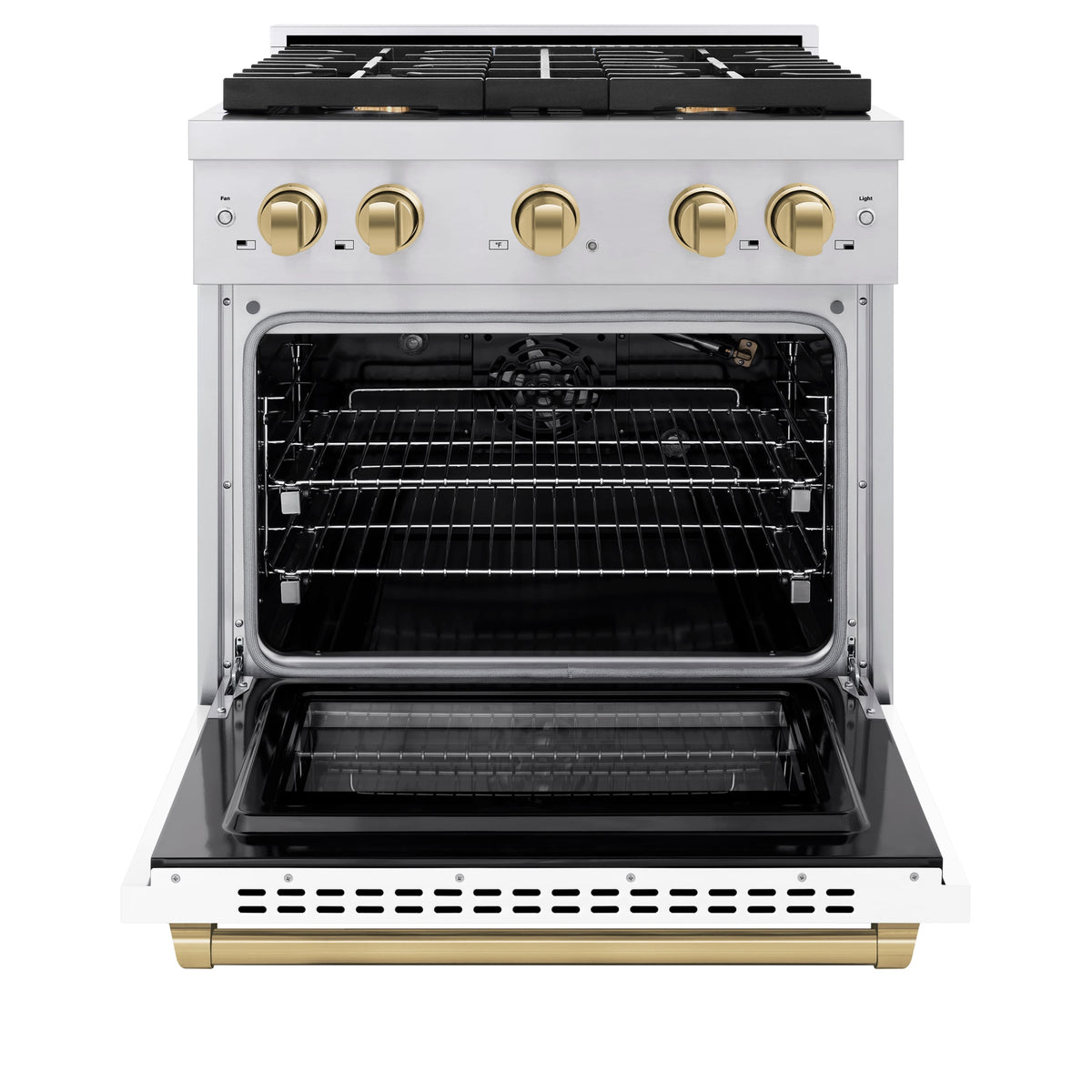 ZLINE - 30 in. Wide 4 Burner Autograph Paramount Gas Range Bronze Accents (SGRZ-WM-30-CB) - White