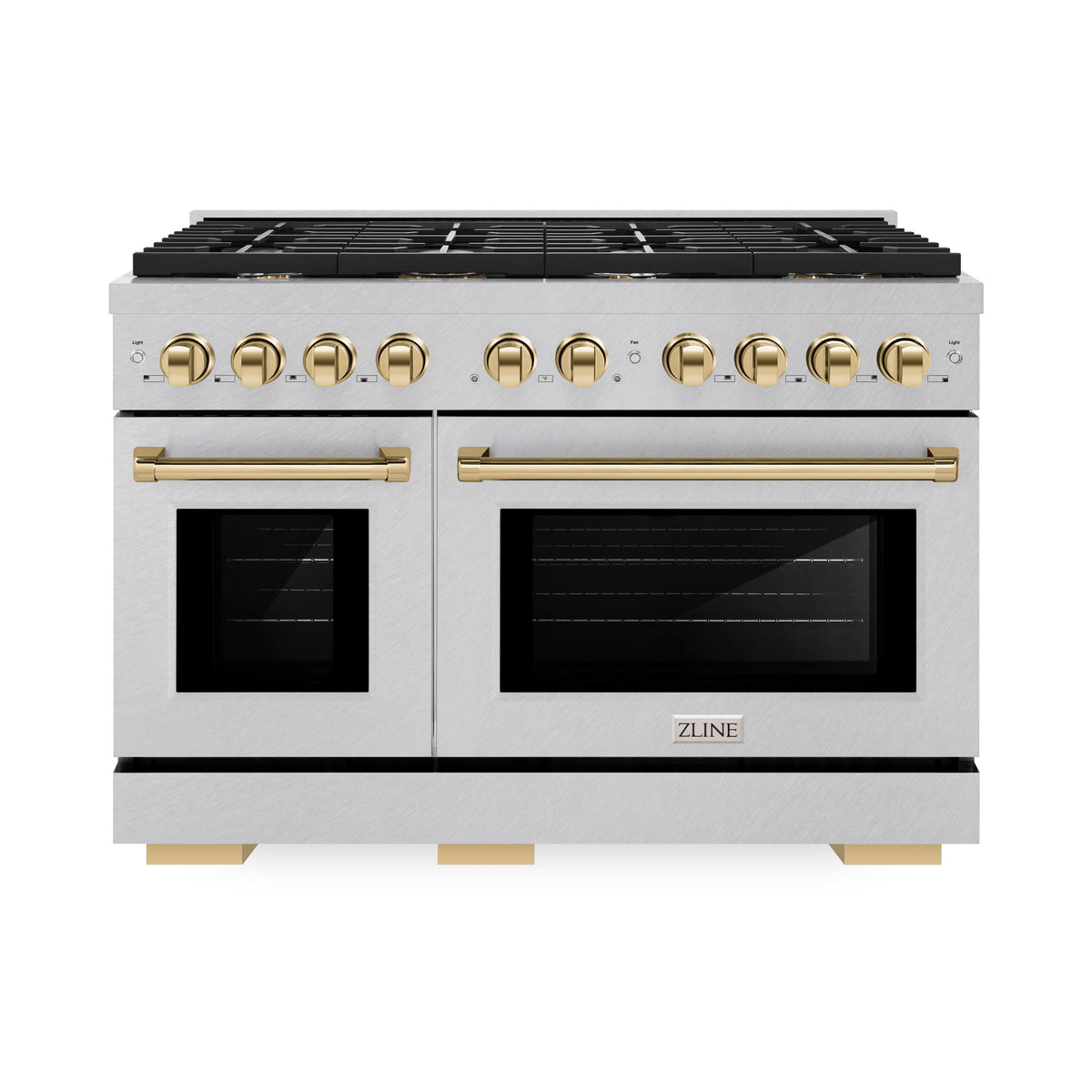 ZLINE - 48 in. Wide 8 Burner Autograph Paramount Dual Fuel Satin Steel Range with  Gold Accents (SDRSZ-48-G) - Stainless Steel