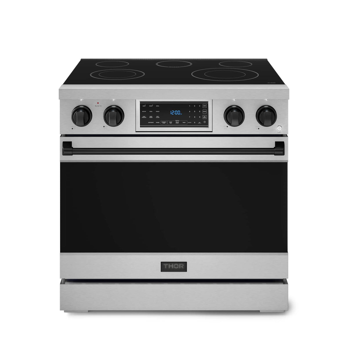 36 in. Wide 5 Elements Gordon Ramsay Series by Thor Kitchen 6.0 Cu. Ft Freestanding Electric Range with Black Hardware - Stainless Steel