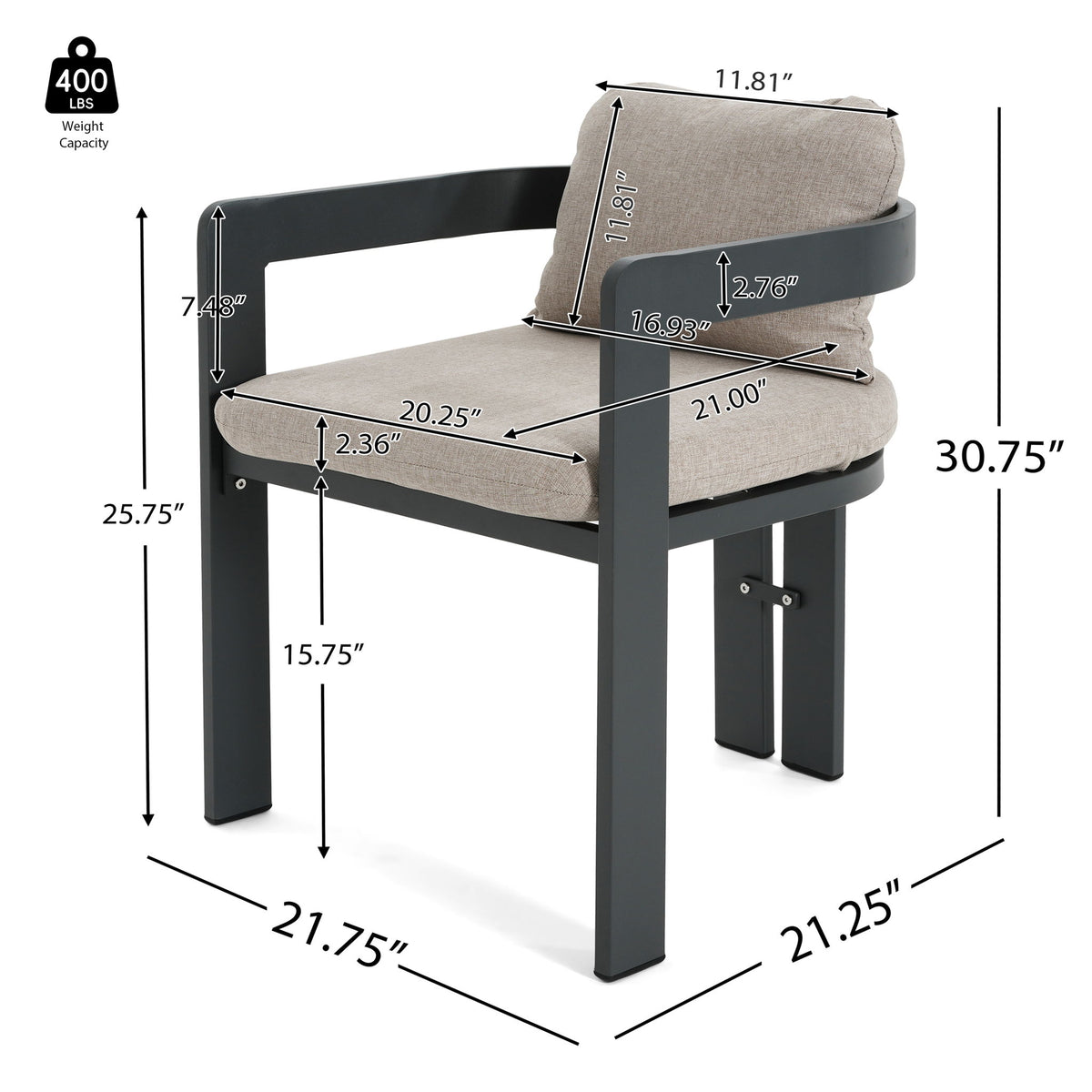 Pula - Patio Outdoor Aluminum Dining Chair (Set of 2)