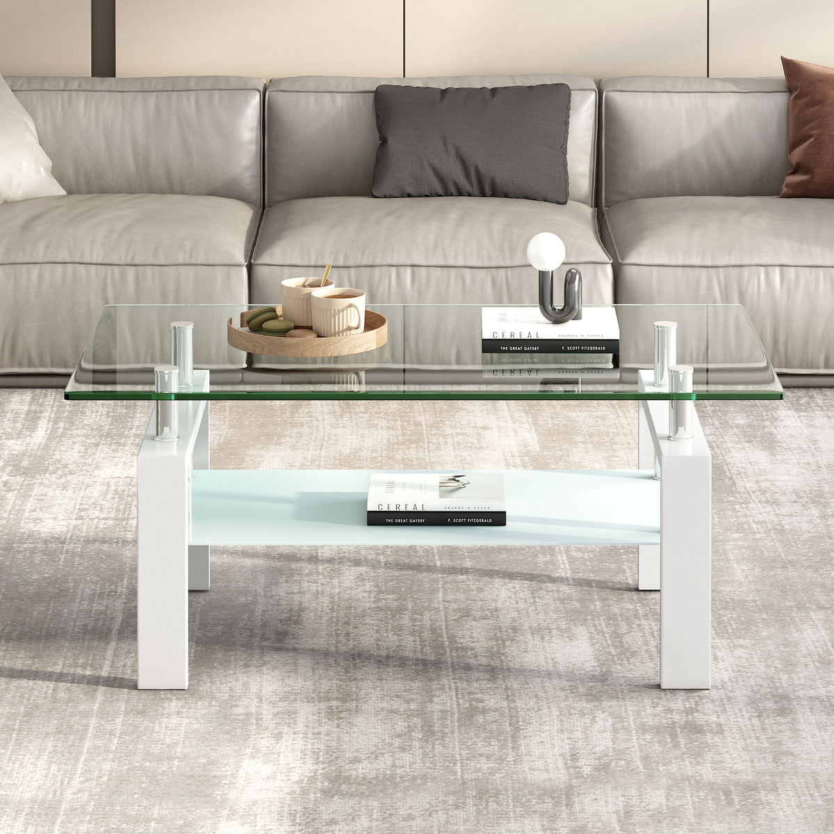 Tempered Glass Table With Storage