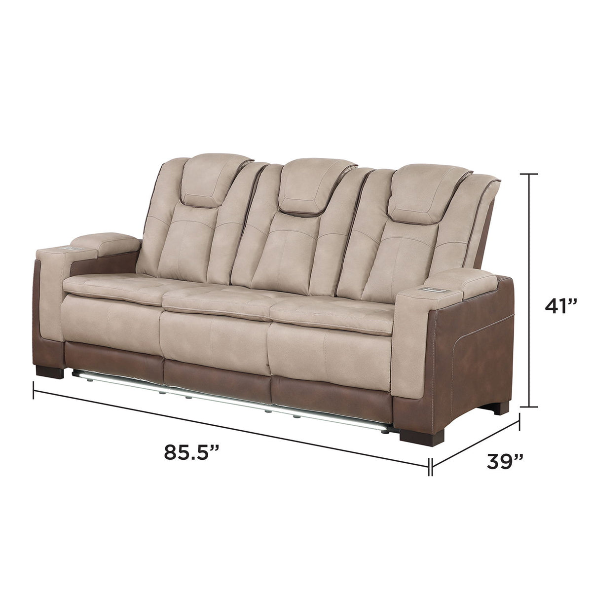 Bruno - Sofá reclinable eléctrico con iluminación LED