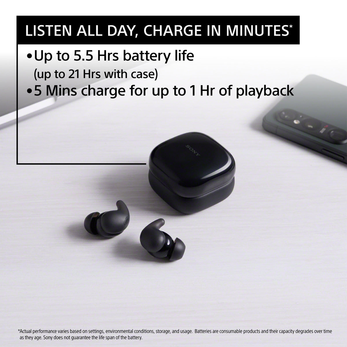 Sony - LinkBuds Fit True Wireless Noise Cancelling Earbuds - White