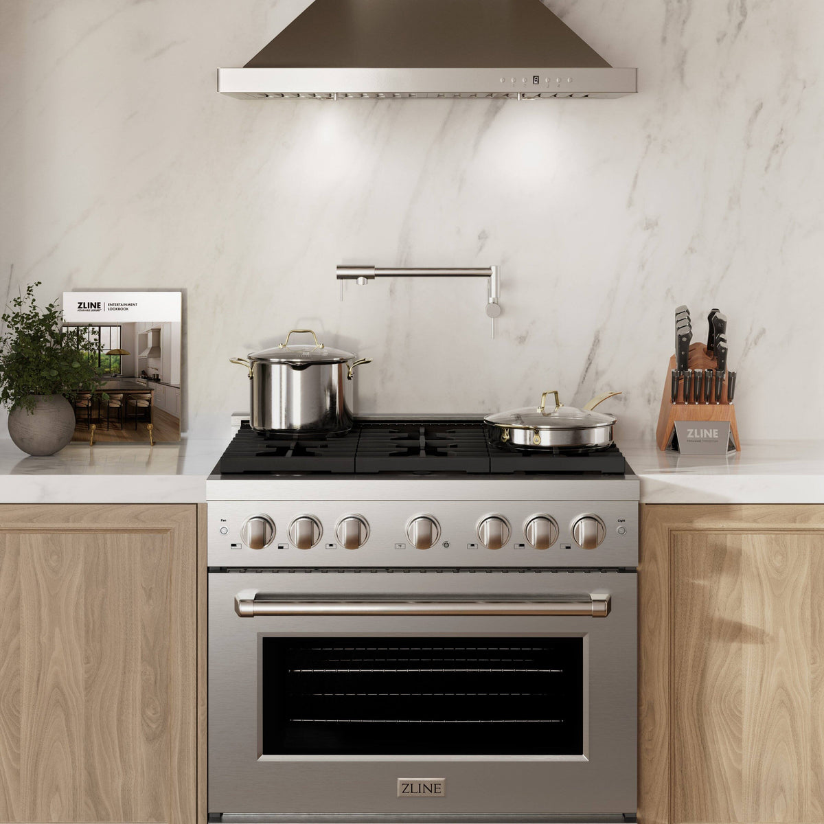 ZLINE - 36 in. Wide 6 Burner 5.2 cu. ft. Paramount Freestanding Gas Range Cooktop and Convection Gas Oven in Stainless Steel - Stainless Steel
