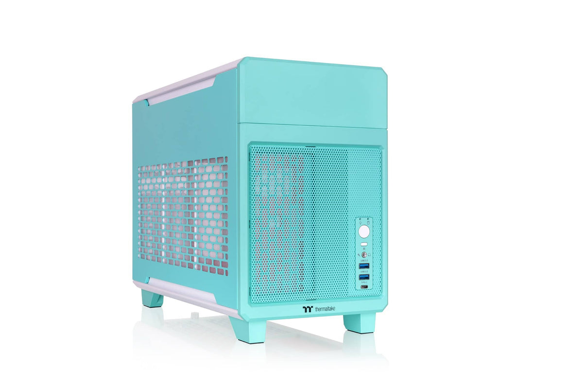 Thermaltake - TR100 SFF mITX Mini Tower PC Case with PCIe 4.0 Riser Cable Included - Mint Strawberry