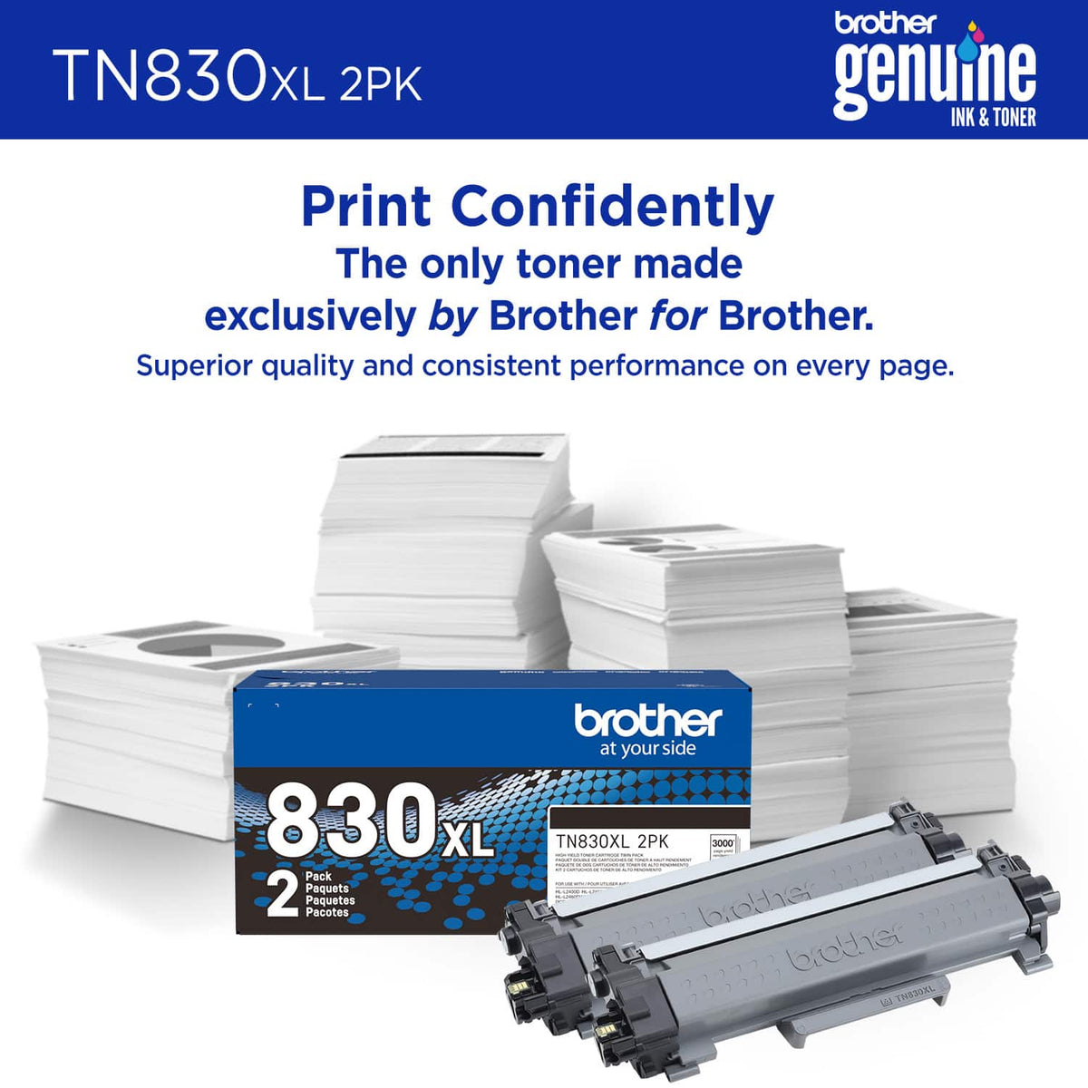 Brother - TN830XL 2-Pack High-Yield Toner Cartridges - Black