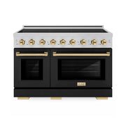 ZLINE - Autograph 48 in. 6.7 cu. ft. Paramount Freestanding Induction Range with Black Matte Doors and Polished Gold Accents - Matte Black