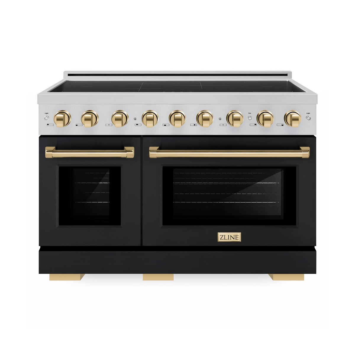 ZLINE - Autograph 48 in. 6.7 cu. ft. Paramount Freestanding Induction Range with Black Matte Doors and Polished Gold Accents - Matte Black