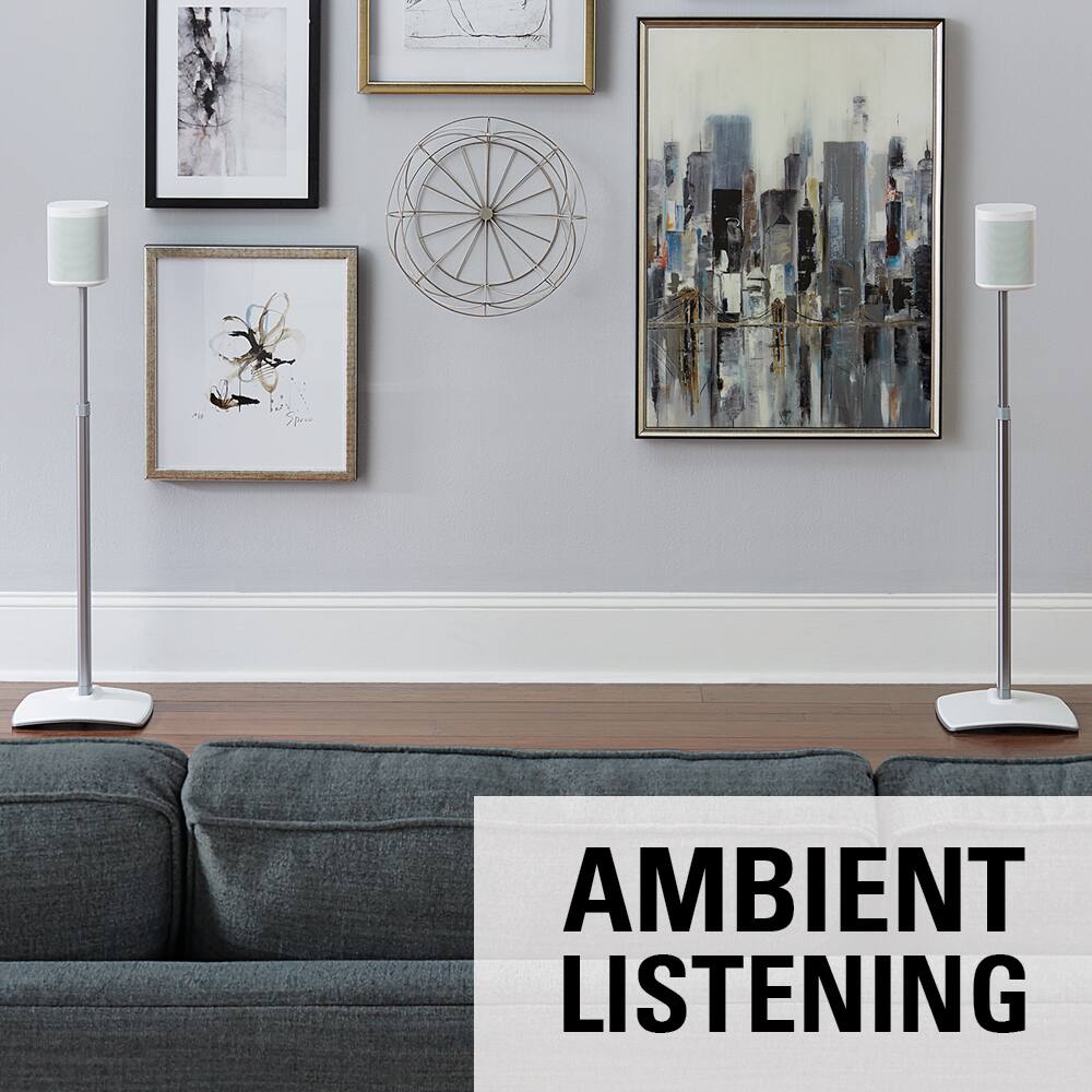 Sanus - Adjustable Height Speaker Stands for Sonos One, PLAY:1 and PLAY:3 Speakers (Pair) - White