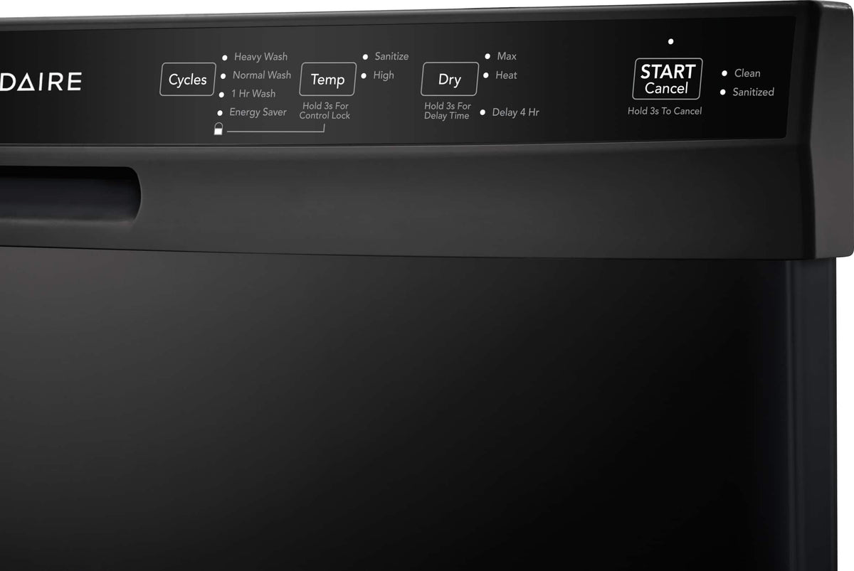 Frigidaire - 24" Front Control Built-In Plastic Tub Dishwasher with MaxDry, 54 dBA - Black