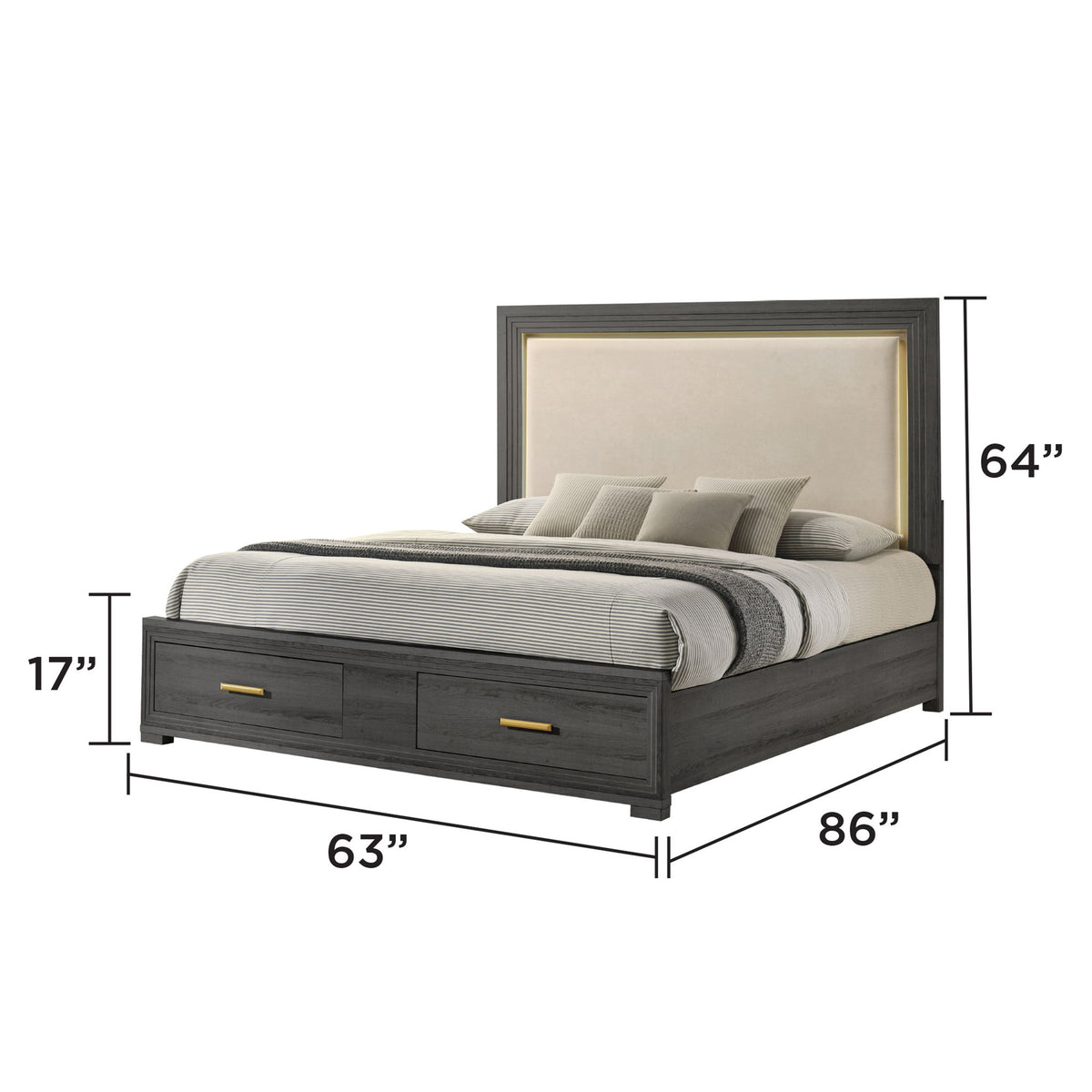 Colorado - Cama con cabecero tapizado con LED