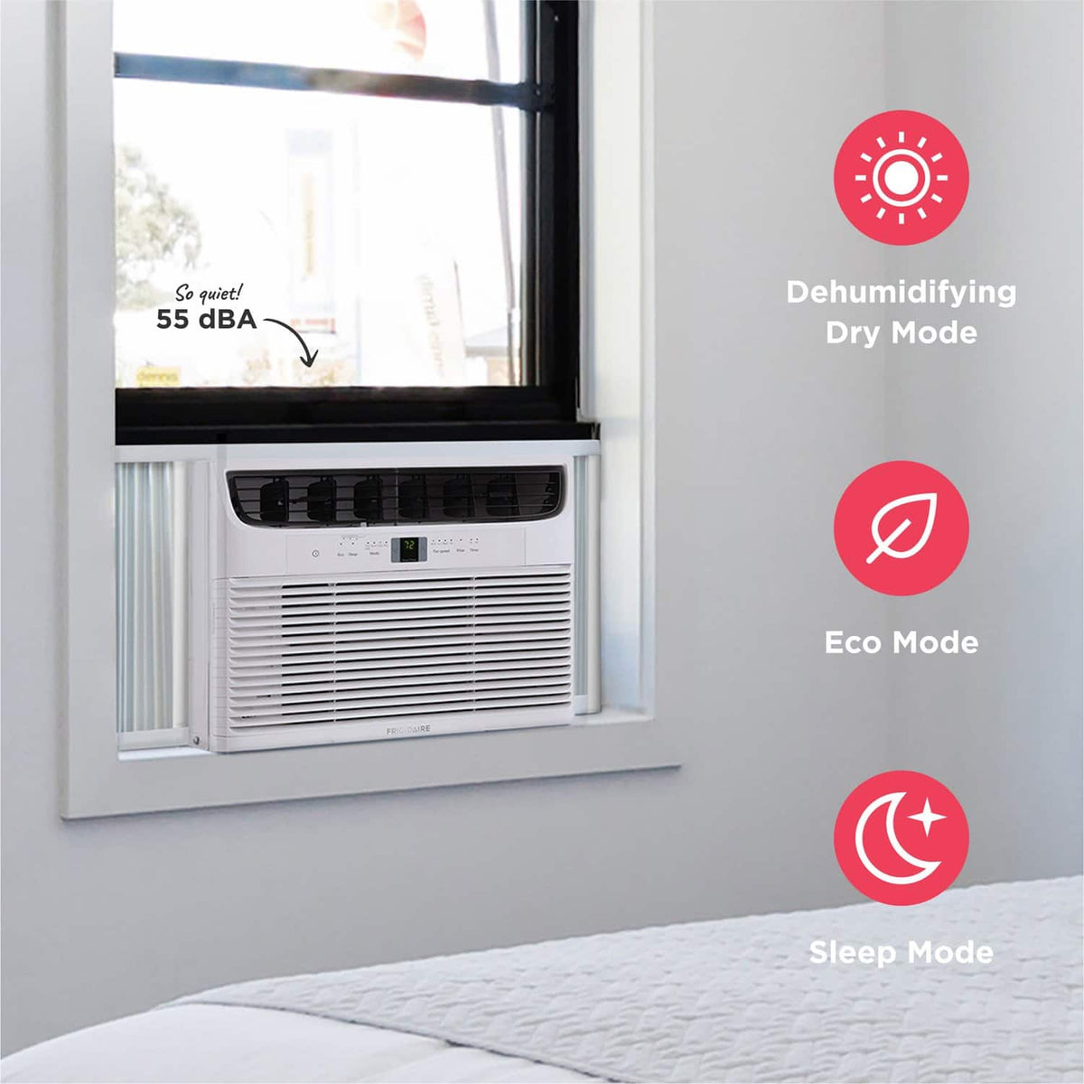 Frigidaire - 115V 12,000 BTU 550 Sq. Ft. Smart Window Air Conditioner with Remote - White