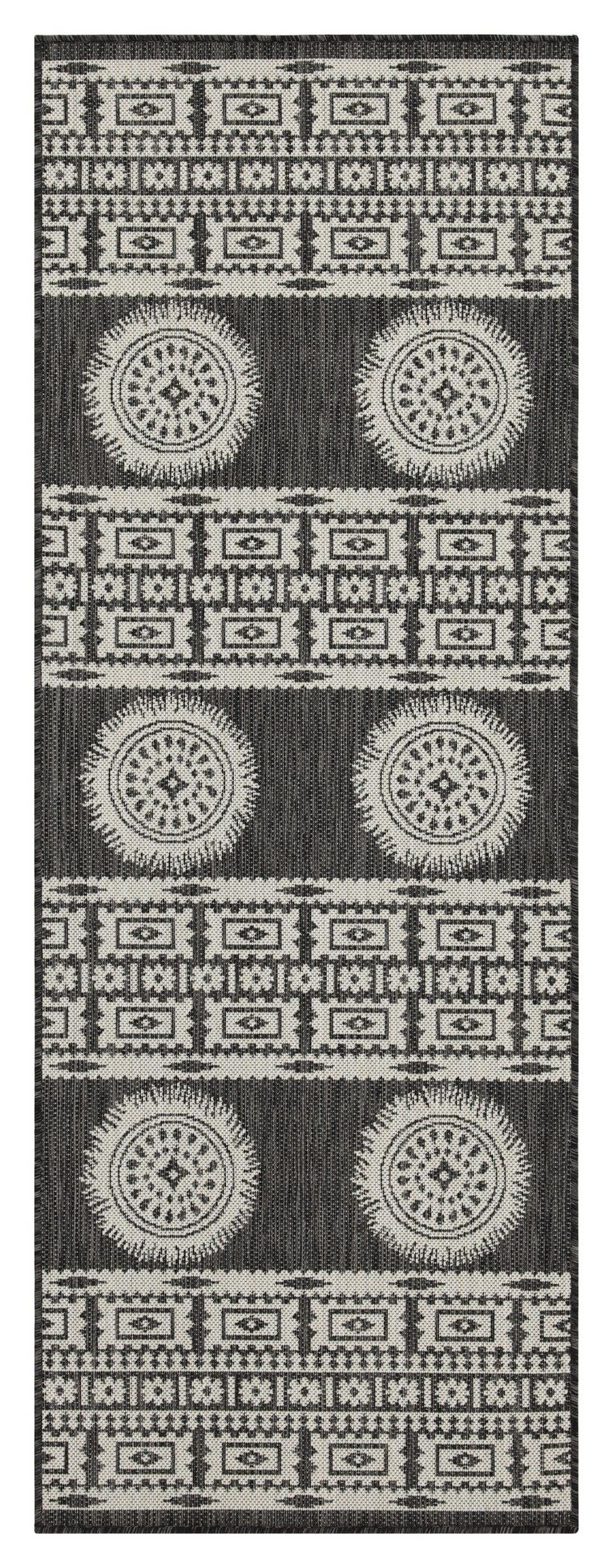 Sunshine - 5'3" X 7'3" Indoor, Outdoor Area Rug Polypropylene - Anthracite / Dark Gray / White