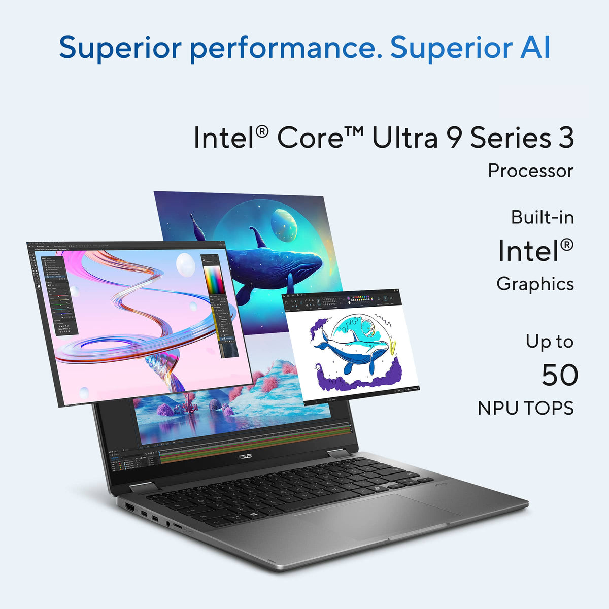ASUS - Vivobook 14 Flip 14" 2K OLED Touch Laptop - Intel Core Ultra 9 386H - 32GB RAM - 1TB SSD - Copilot+ PC - Matte Gray