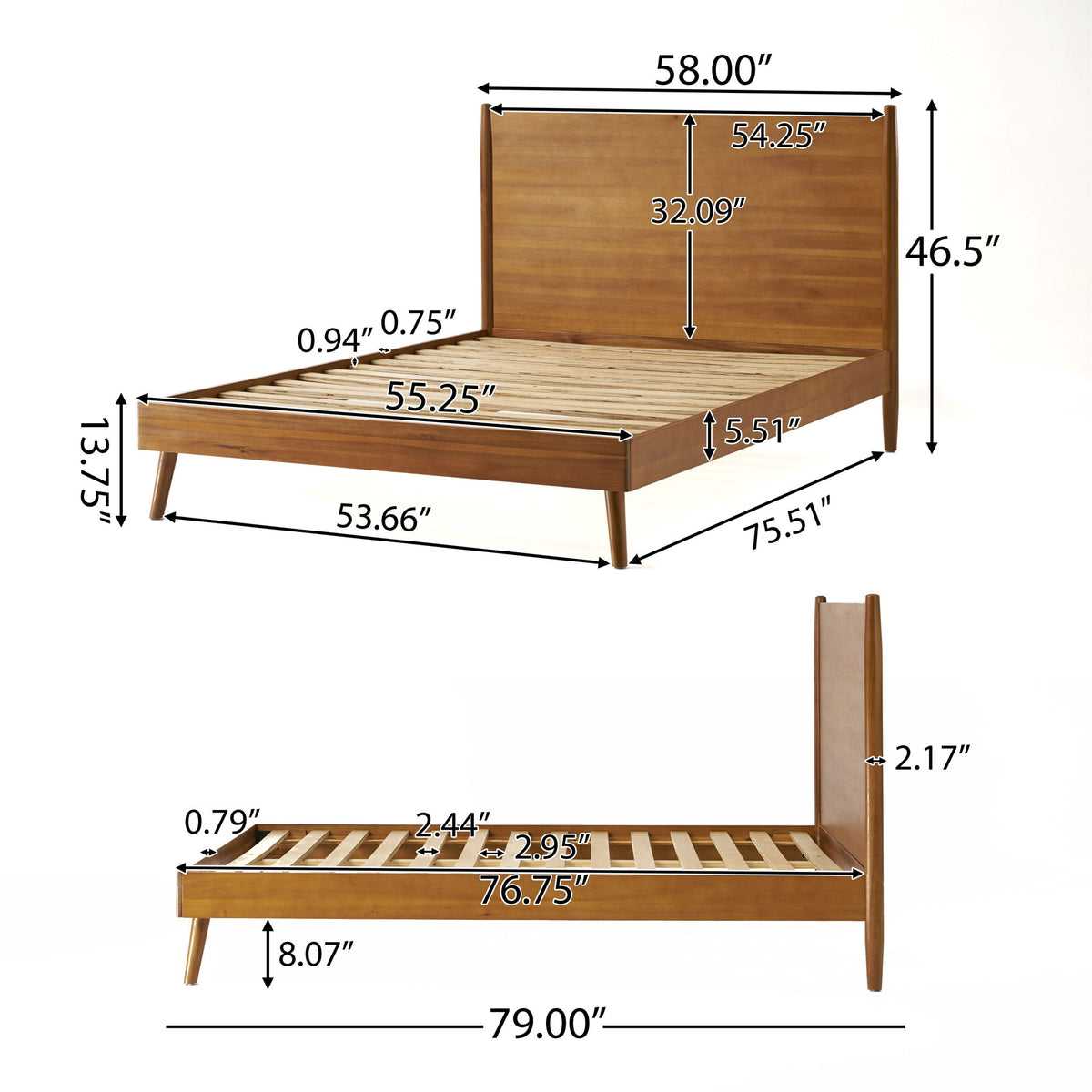 Okioki - Mid-Century Wood Bed