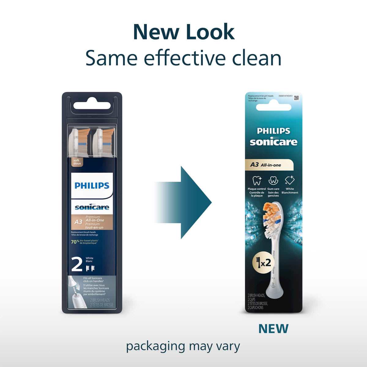 Philips Sonicare - A3 All-in-One -Replacement Brush Heads, 2 Pack - White