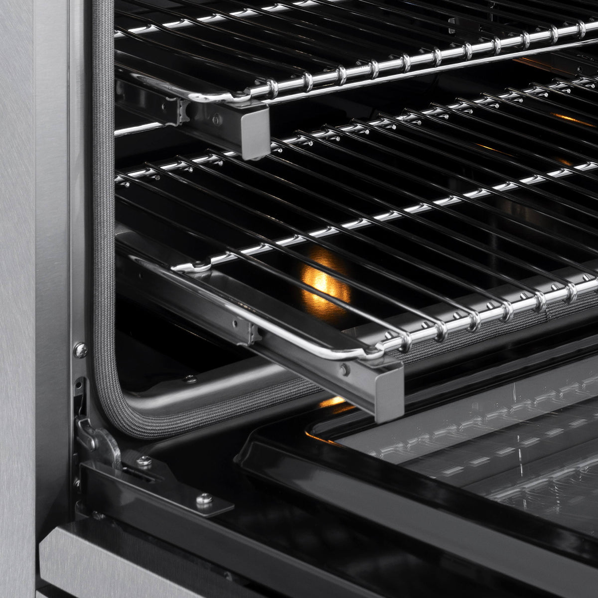 ZLINE - Autograph 48 in. 6.7 cu. ft. Marino Freestanding DuoPro Dual Fuel Range in Satin Stainless Steel and Bronze Accents - Satin Stainless Steel