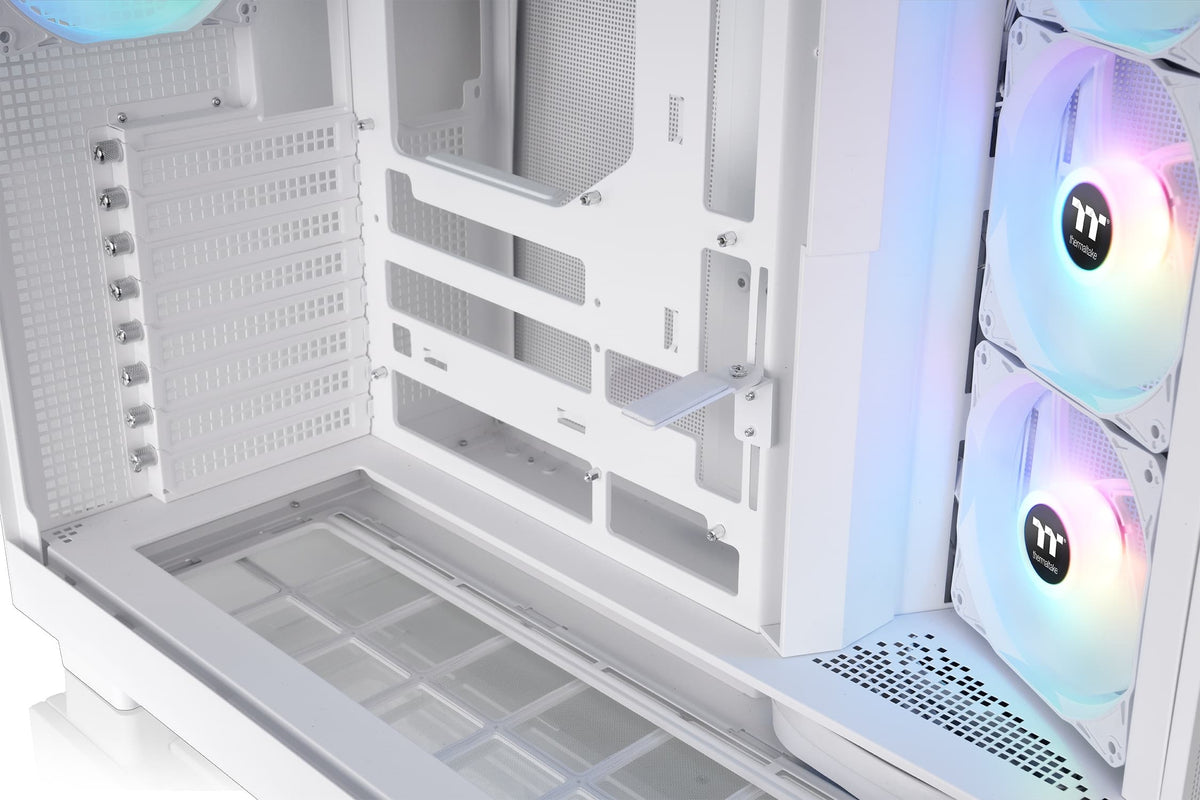 Thermaltake - View 380 XL TG ARGB Dual-Chamber Chassis with Hidden-Connector Motherboard Support ATX Mid Tower PC Case - Snow