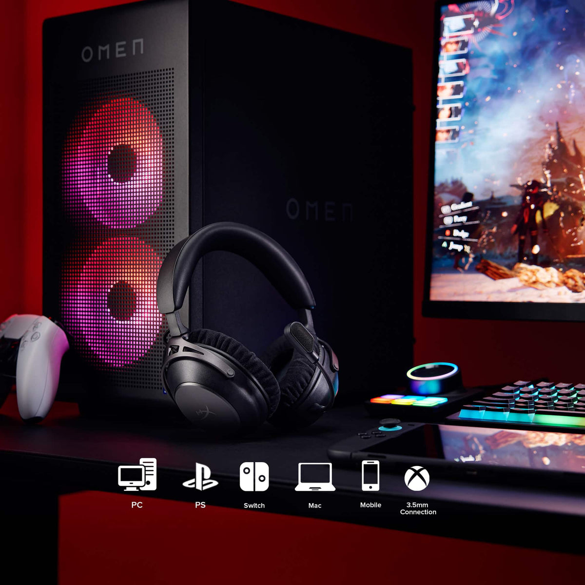 HyperX - Cloud Alpha 2 Wireless Gaming Headset for PC, PS5, PS4, Nintendo Switch, Mac, Mobile, and Bluetooth - Black