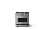 Viking - 30"W. 5.1 Cu. Ft. Freestanding Manual Clean Open Burner LP Gas Convection Range-Stainless Steel w. Brushed Brass Trim - Stainless Steel