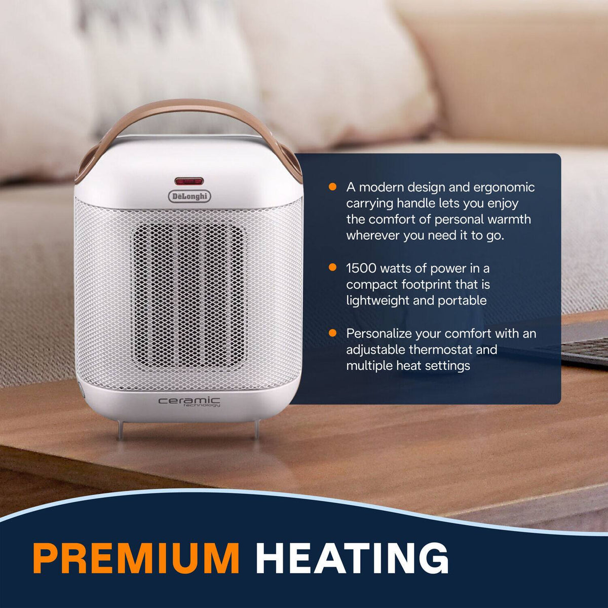 De'Longhi - Capsule 1500W Compact Ceramic Heater - White