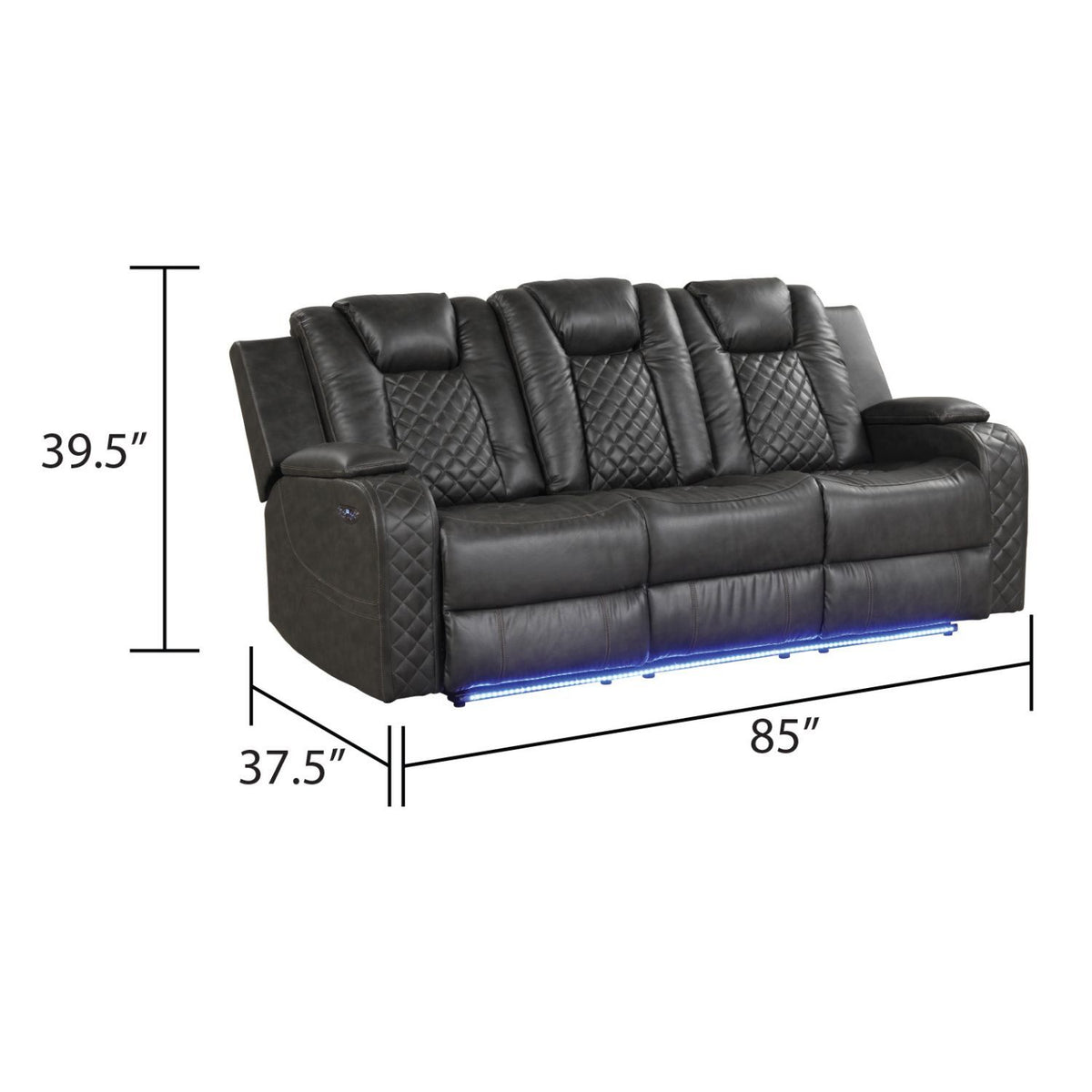 Benz - Sofá reclinable eléctrico con cabeceros ajustables y luces LED ambientales