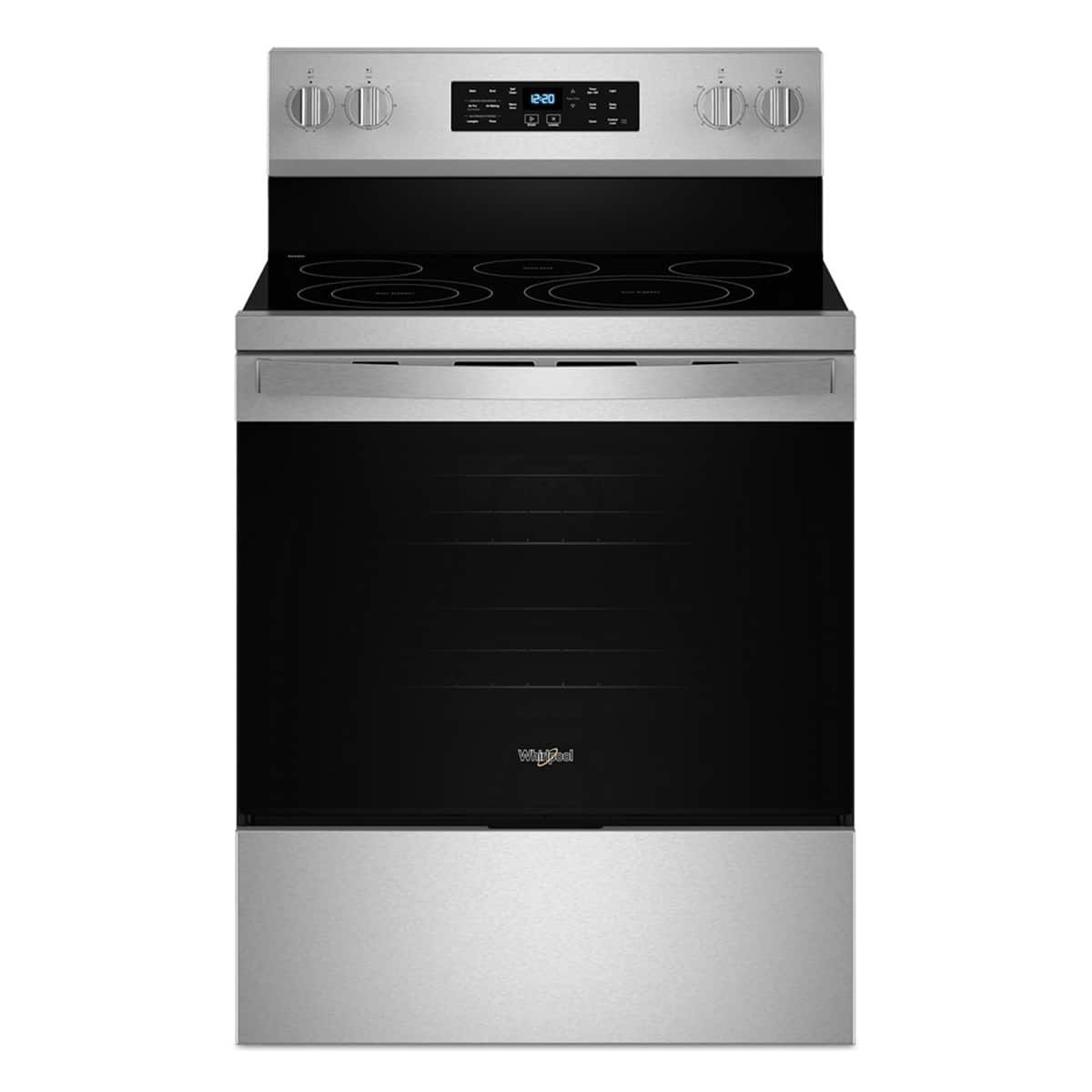 Whirlpool - 30 in. Wide 5 element 5.3 cu. ft. Freestanding Electric Range - Air Cook Technology, No Preheat Air Fry/Bake, Self Clean - Stainless Steel