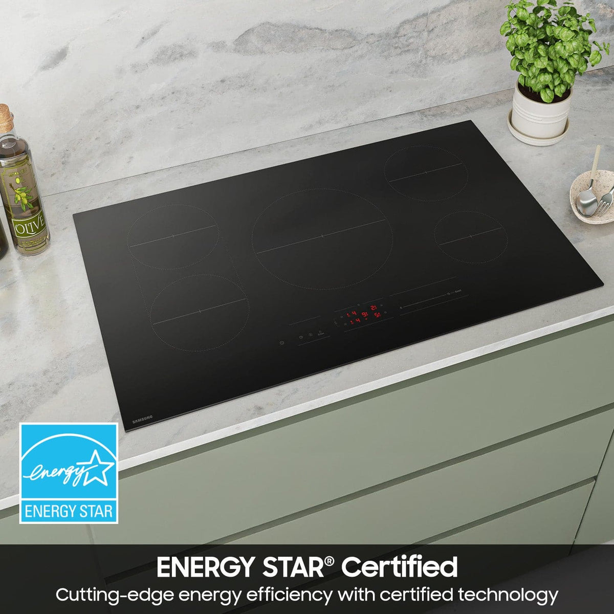 Samsung - 36" Induction Cooktop with Anti-Scratch Matte Glass and Sync - Black