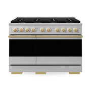 ZLINE - Autograph 48 in. 6.7 cu. ft. Marino Dual Fuel Freestanding Range w/ 8 Gas Burners & Convection Oven w/ Gold Accents - Stainless Steel