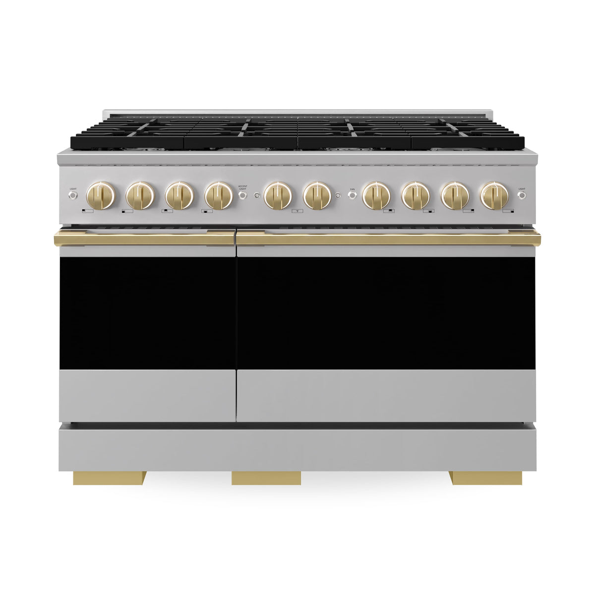 ZLINE - Autograph 48 in. 6.7 cu. ft. Marino Dual Fuel Freestanding Range w/ 8 Gas Burners & Convection Oven w/ Gold Accents - Stainless Steel