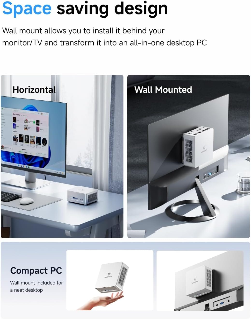 Minisforum - UM870 Slim Mini Desktop PC, AMD Ryzen 7 8745H, 16 GB RAM, 512 GB SSD Storage - Silver