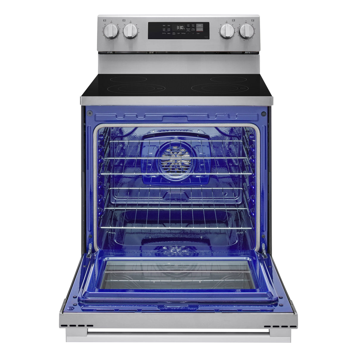 LG - 30-in Wide 6.3 Cu. Ft. Freestanding Electric Convection Smart Range with 4 Elements, Air Fry and WideView Window - Stainless Steel