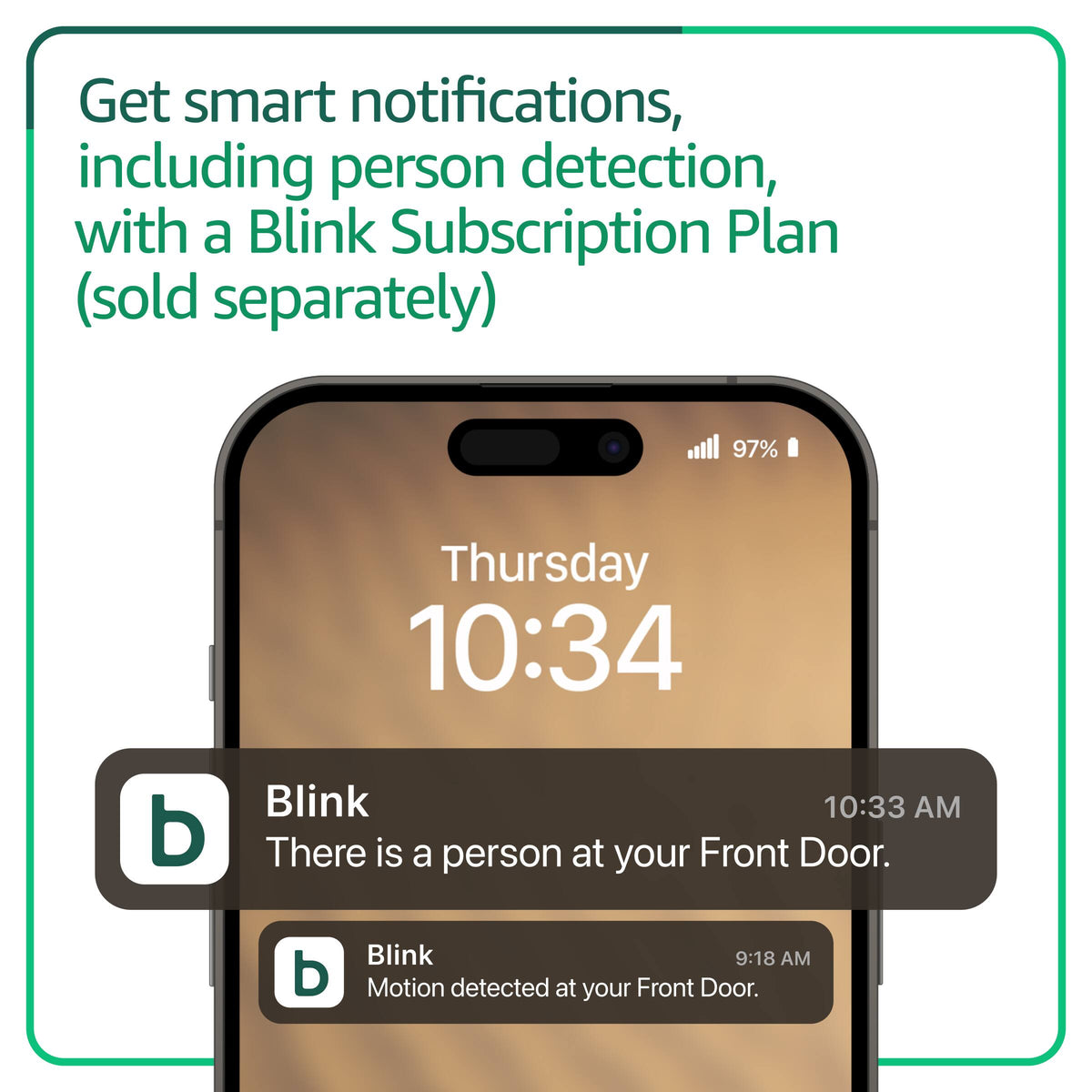 Blink - Video Doorbell - Head-to-toe HD view, two-year battery, simple setup, Required Sync Module Not included - Black
