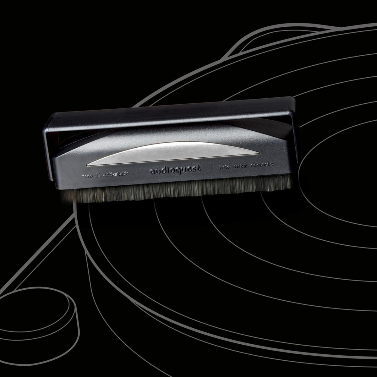 AudioQuest - Silver Anti-Static Record Brush Removes Static, Dust, Debris from Vinyl Records - Black
